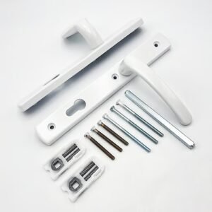 TSS Lever Moveable Pad UPVC Multipoint Door Handles - 92mm PZ - Sprung - 215mm Screw Centres - 3x Fixings - Image 3