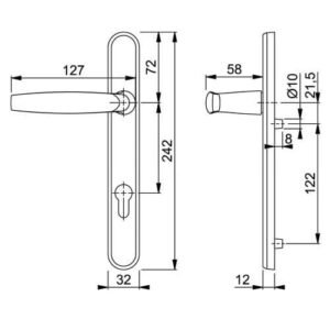 Hoppe Atlanta Lever Moveable Pad UPVC Multipoint Door Handles - 92mm PZ Sprung 122mm Screw Centres - Image 4