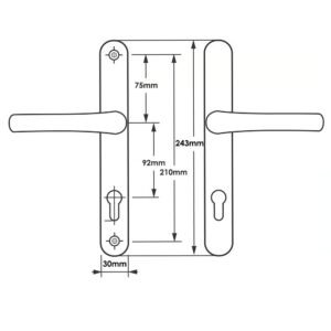 TSS DDA/EA Compliant Lever Lever UPVC Multipoint Door Handles - 92mm PZ Sprung 210mm Screw Centres - Image 3